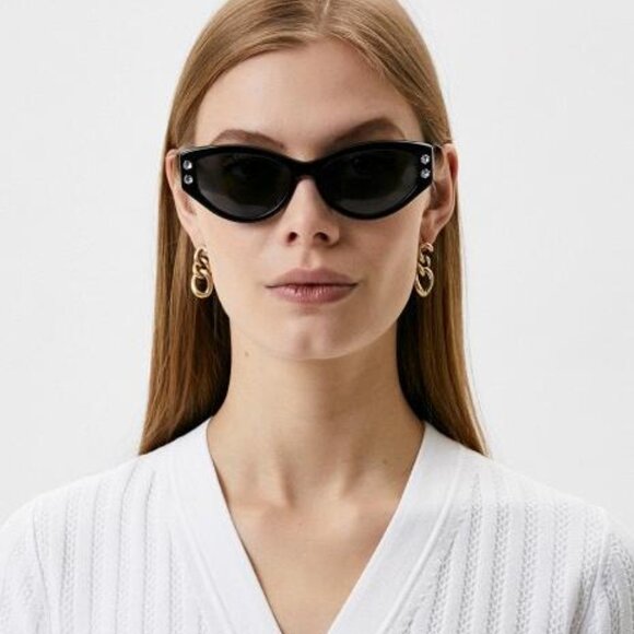 Moschino MOS109/S 0807 IR Sunglasses Black Cat Eye Frame, Grey Lenses main image 11